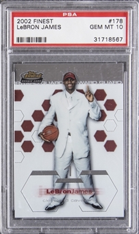 2002-03 Topps Finest #178 LeBron James Rookie Card – PSA GEM MT 10
